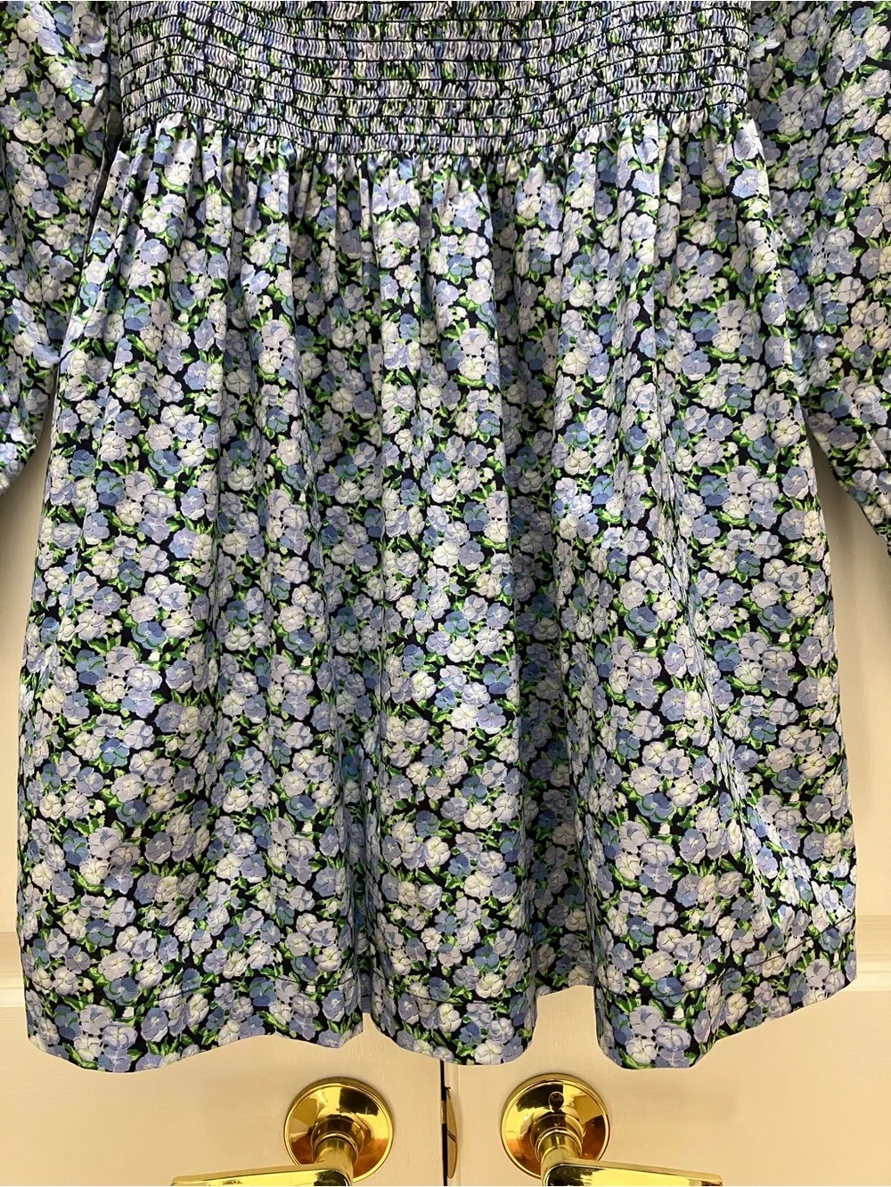 Hill House Home Norah Dress Mini Long Sleeve Floral Blue Pansy Print Large - Picture 6 of 13